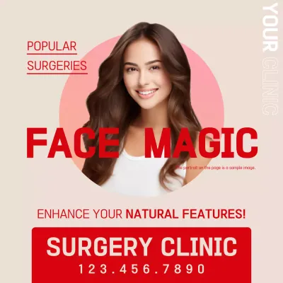 Simple plastic surgery promotion in red and beige