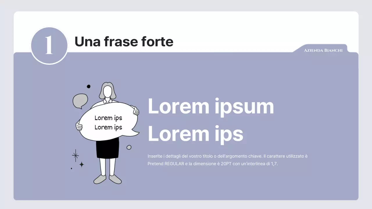Testo semplice in malva e grigio, con molto spazio per scrivere