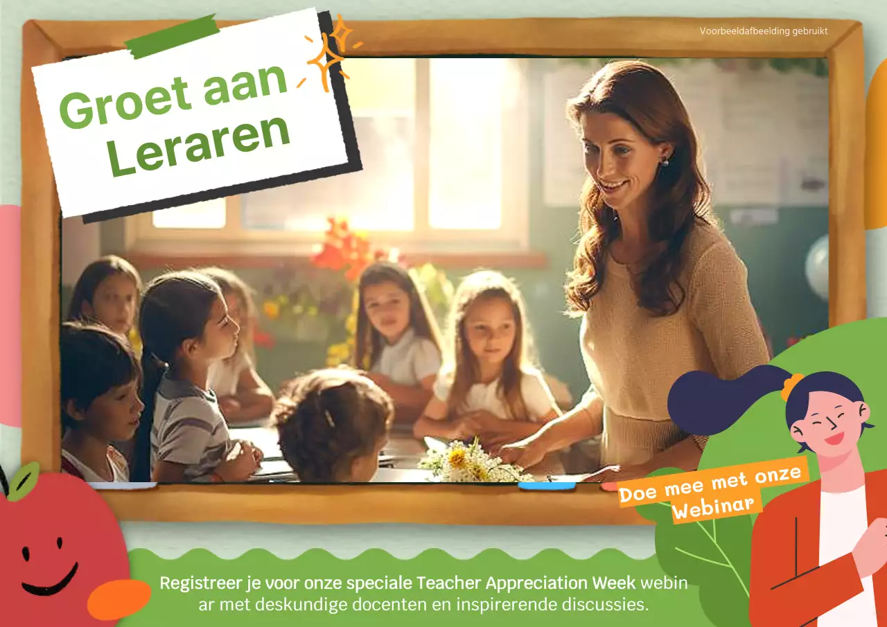 Webinaruitnodiging voor groene en rode charmante lerarendag
