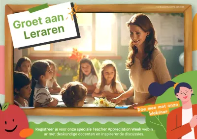 Webinaruitnodiging voor groene en rode charmante lerarendag