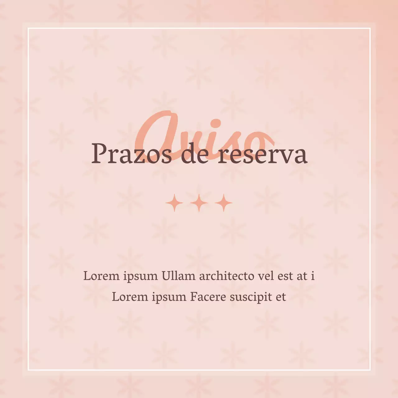 Uma publicação moderna em rosa e castanho para anunciar o prazo de reserva