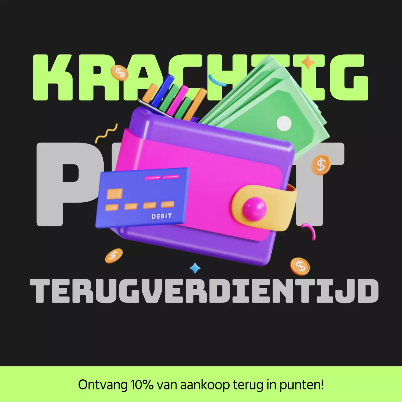 Cyberpunk points payback post in zwart en limoengroen