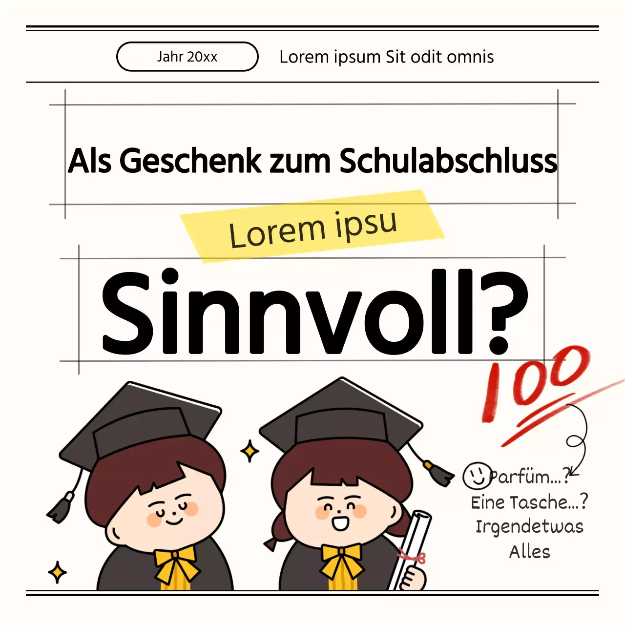 Schlichte Geschenke für den Schulabschluss in Schwarz und Elfenbein