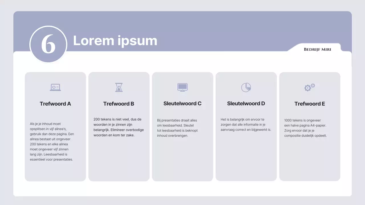 Eenvoudige tekst in mauve en grijs, met veel ruimte om te schrijven