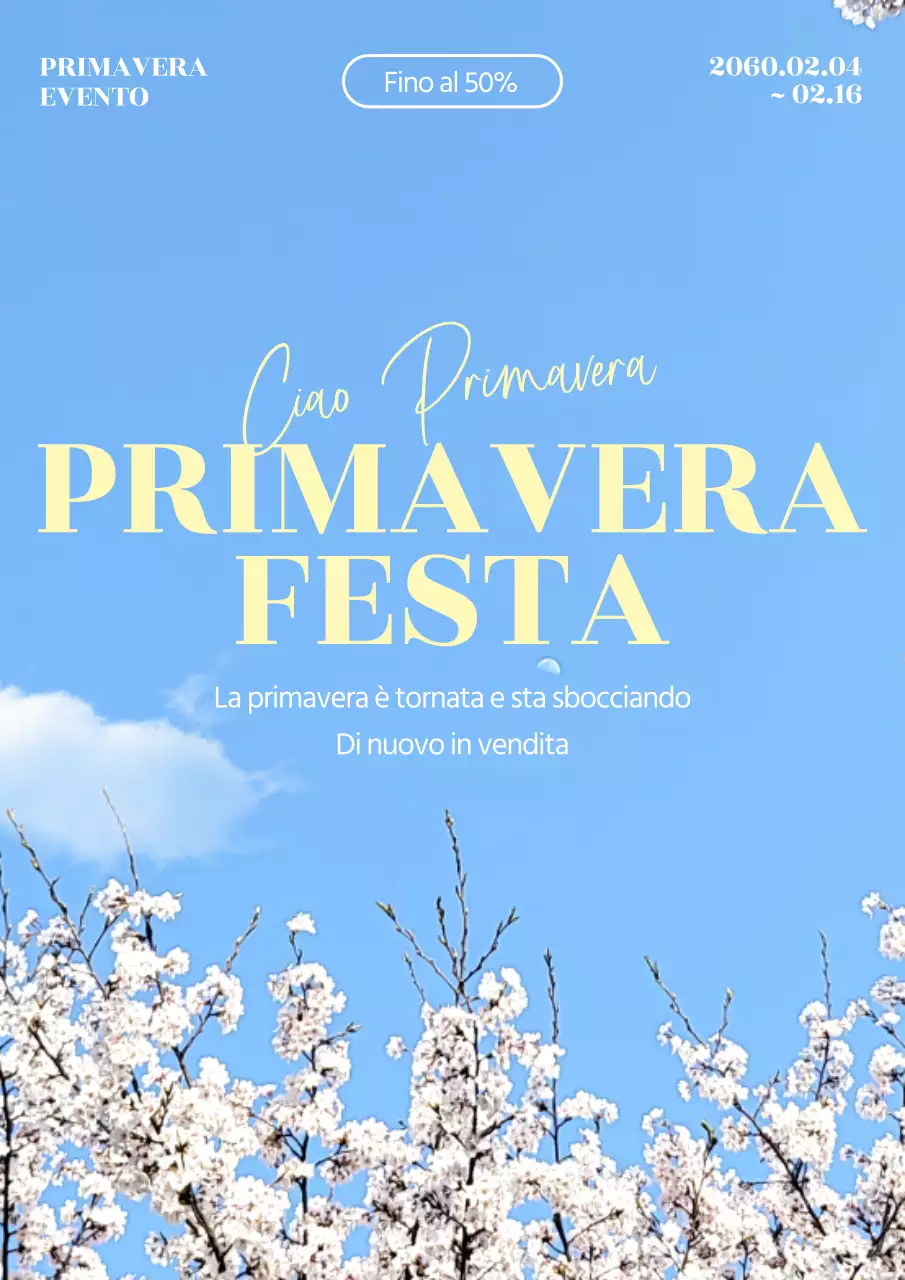 Promuovere una semplice vendita primaverile in azzurro e giallo