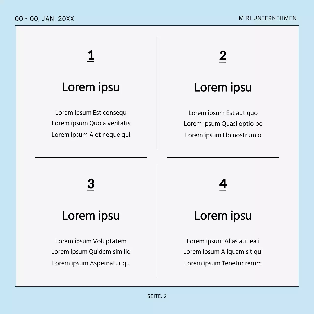 Eine einfache, übersichtliche Vorlage in Hellblau und Grau