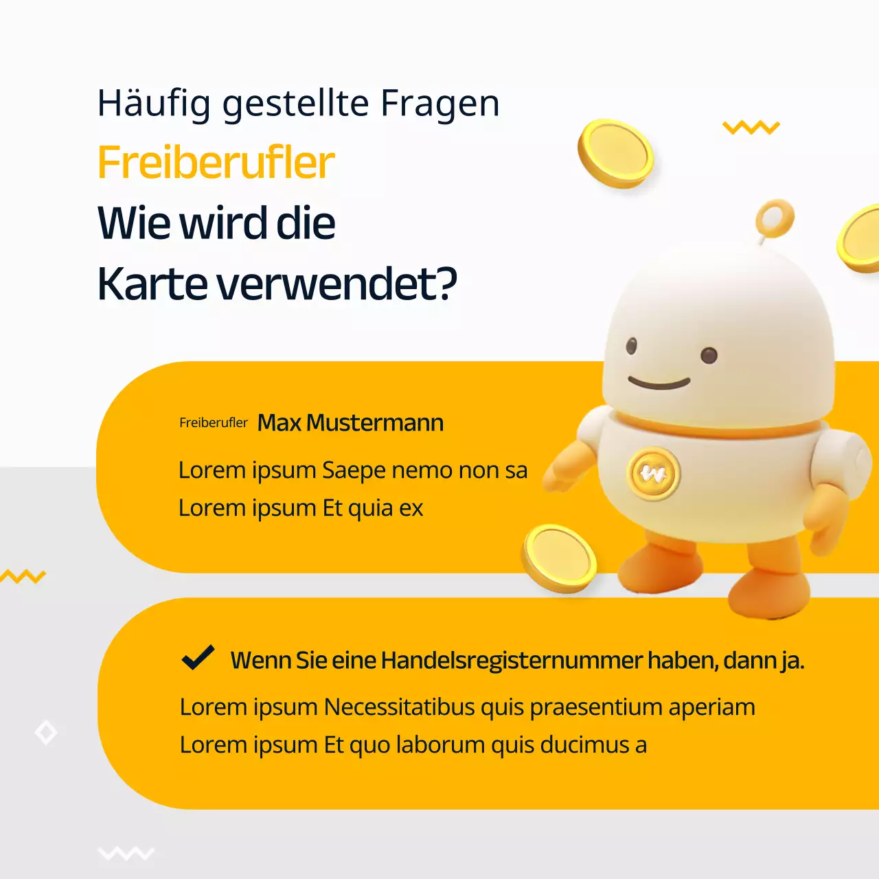 Werbung für eine moderne Steuer- und Wirtschaftsprüfungsgesellschaft in Gelb und Schwarz