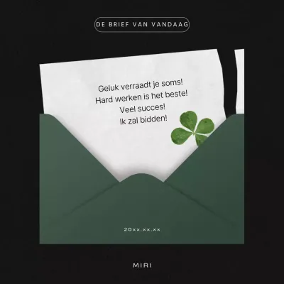 Zwart met groene sentimentele briefSchrijf een minimalistische sentimentele brief