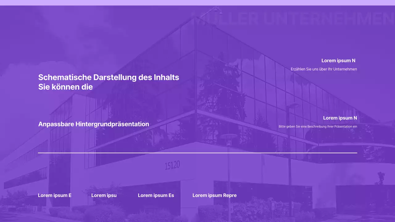 Präsentation mit einem einfachen lila und weißen Hintergrund und nur Elementen