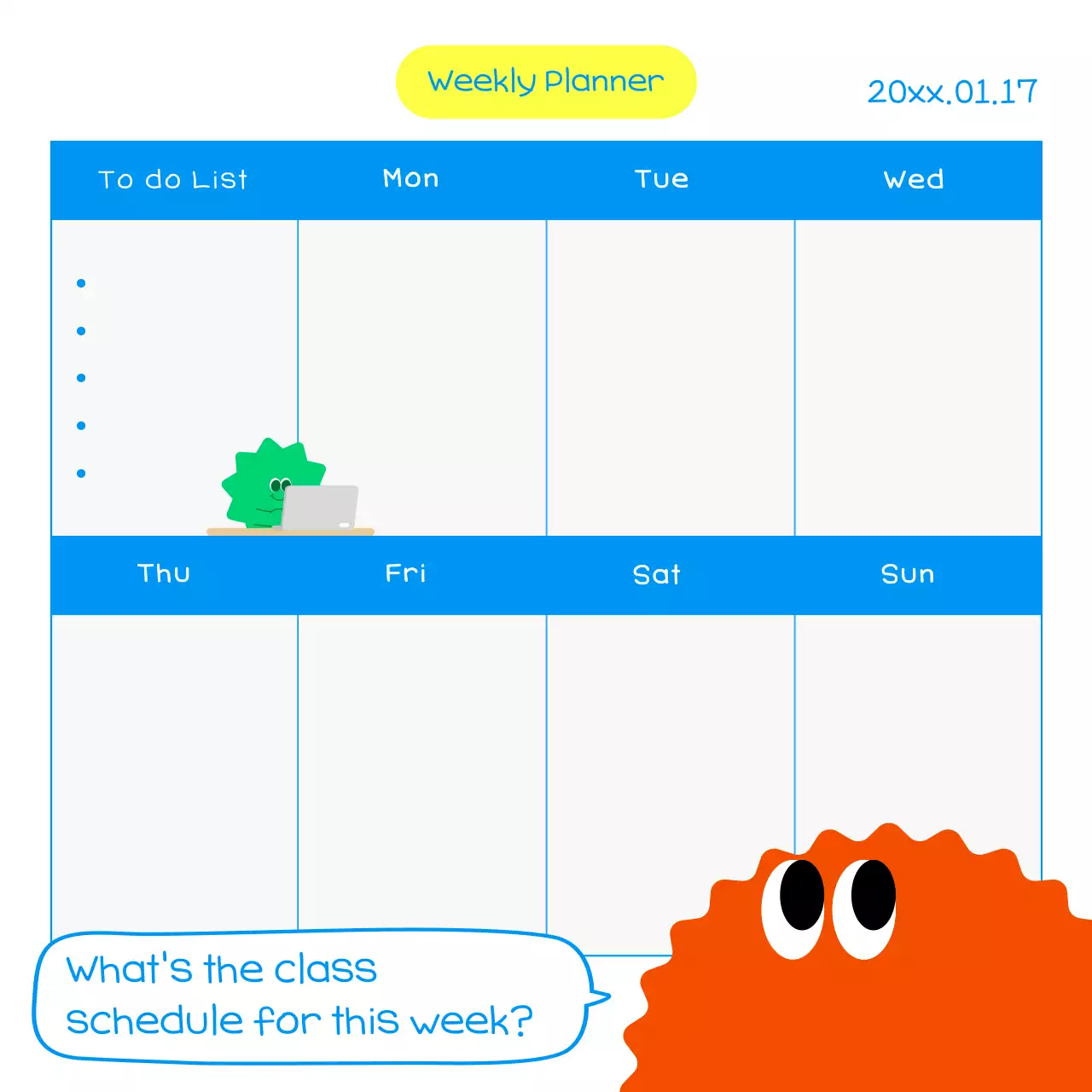 Blue Minimal Planner Schedule Instagram Post