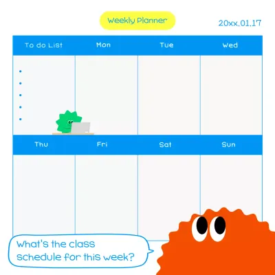 Blue Minimal Planner Schedule Instagram Post