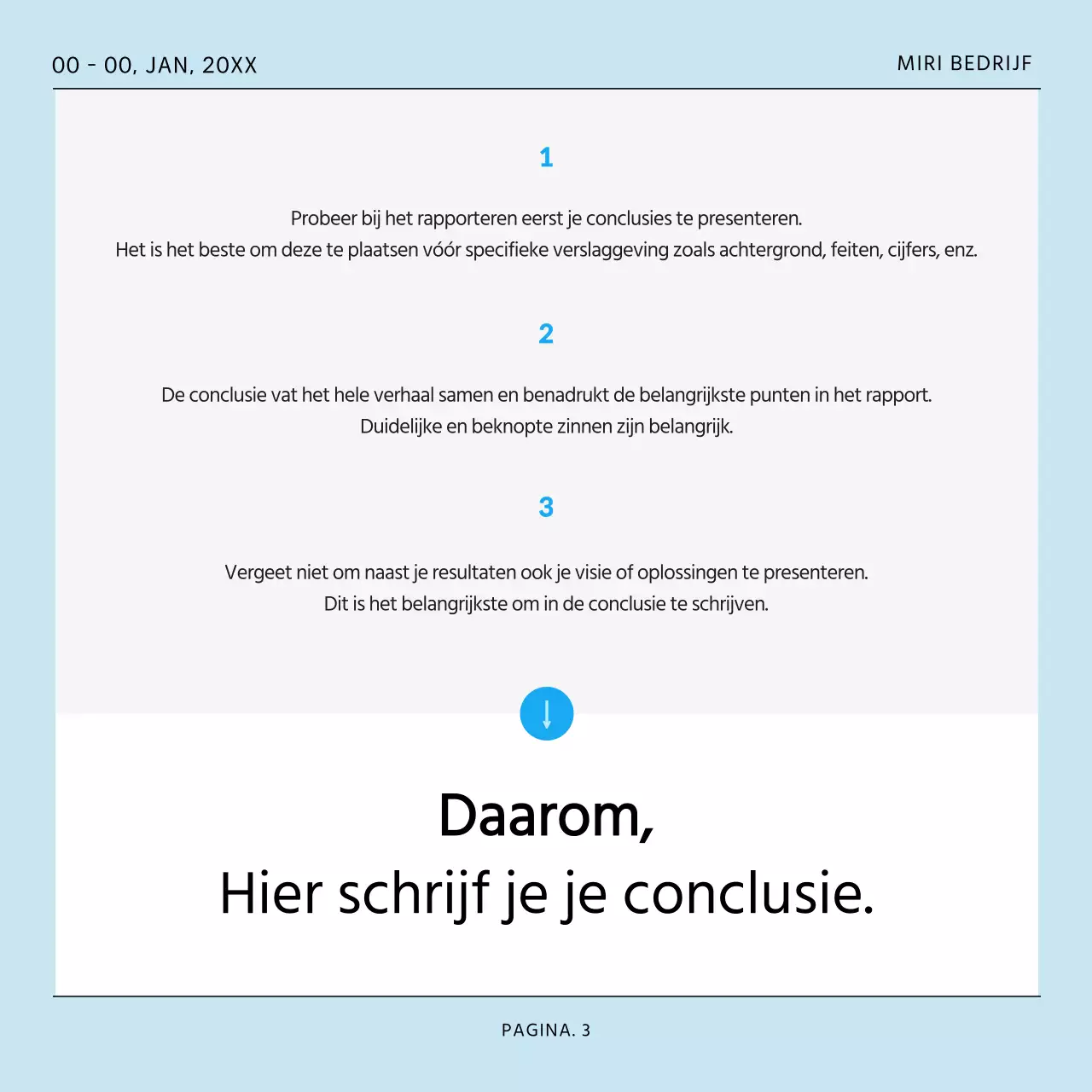 Een eenvoudige, overzichtelijke sjabloonpost in lichtblauw en grijs