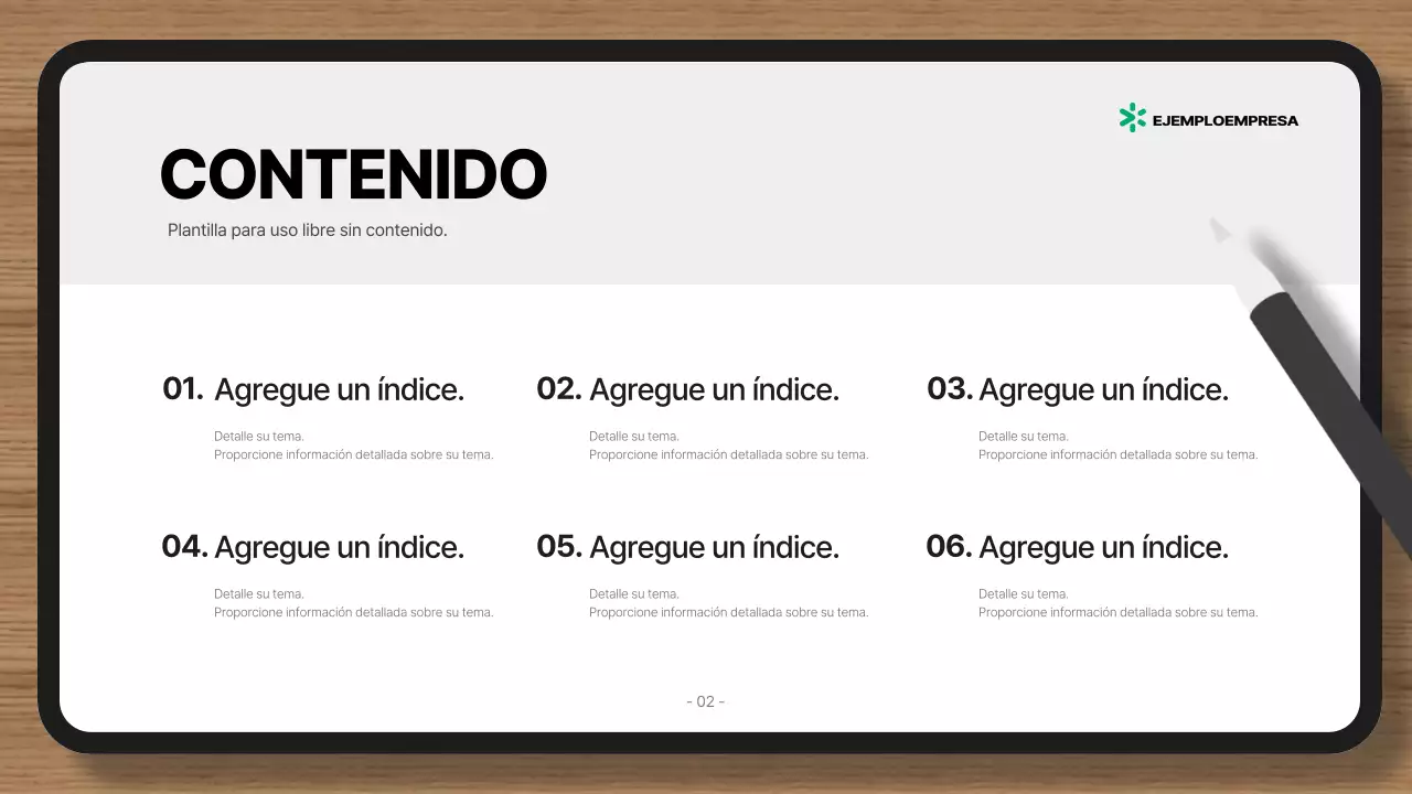 Presentación con fondo verde y gris sencillo y sólo elementos
