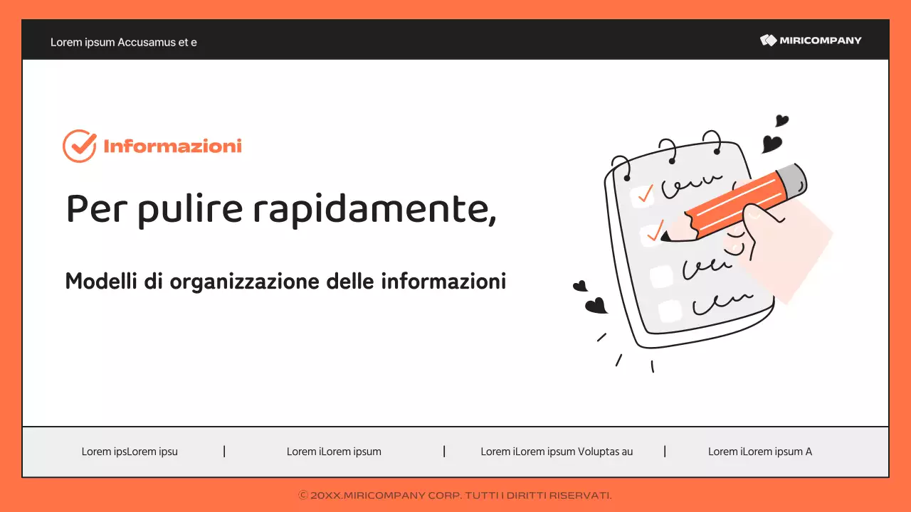Un semplice report arancione e nero, ricco di informazioni