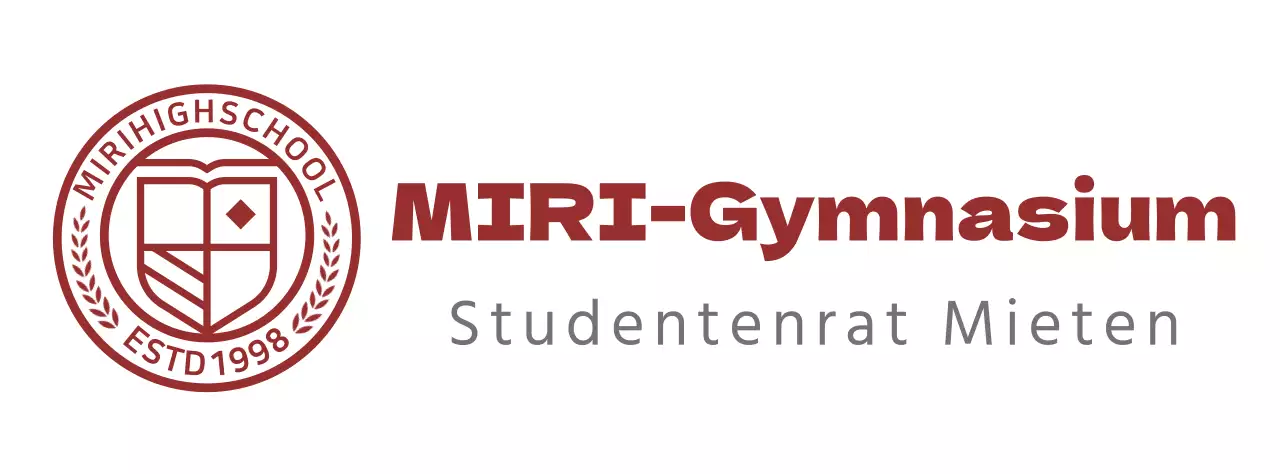 Logo der High School in Form eines kreisförmigen Bildungssymbols in Burgunderrot