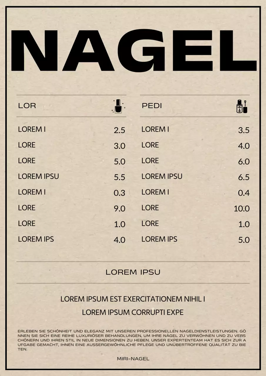 Preise für ein einfaches Nagelstudio in Beige und Schwarz