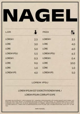 Preise für ein einfaches Nagelstudio in Beige und Schwarz