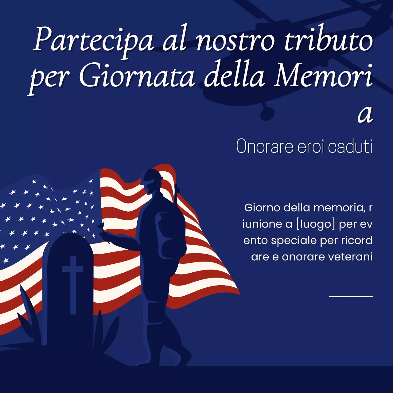 Avviso in grassetto per la Giornata della Memoria in bianco e blu