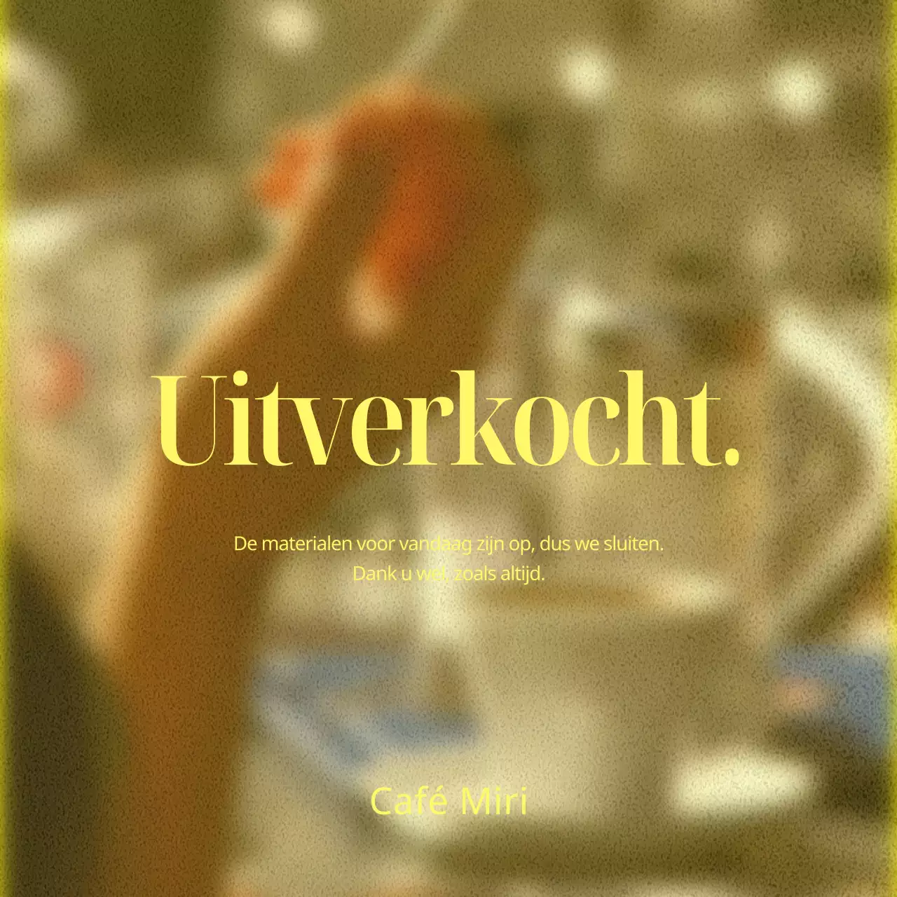 Ontwerppost voor een trendy café-eigenaar in geel en zwart