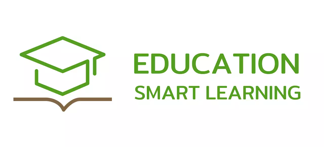 Smart Learning with a green bachelor's cap and book illustration logo