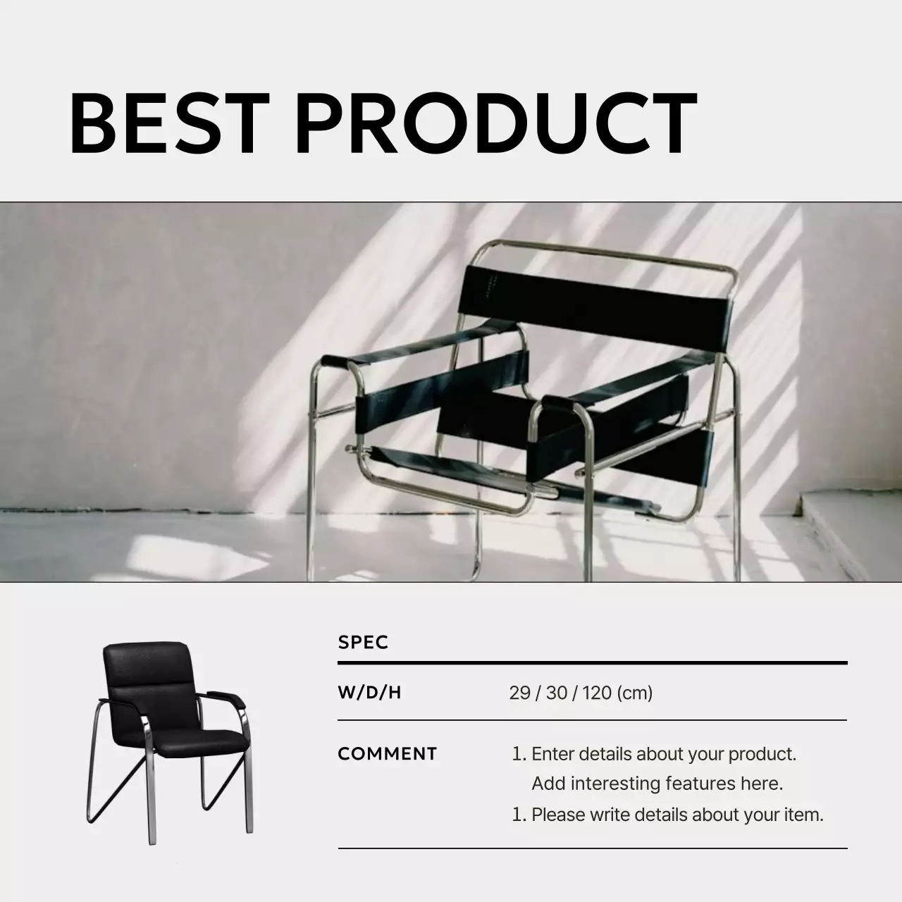 Black and white minimalist interior brand post