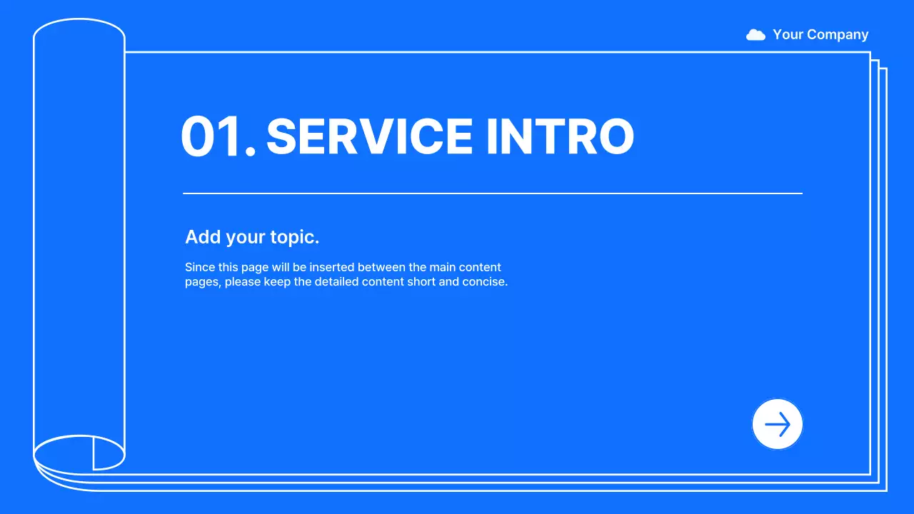 파랑과 흰색의 심플한 서비스 소개 제안서