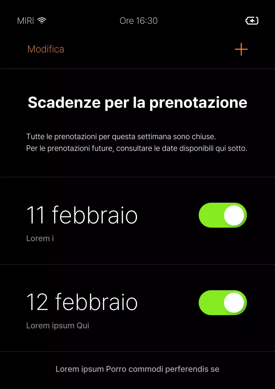 Un semplice annuncio di prenotazione in nero e verde lime