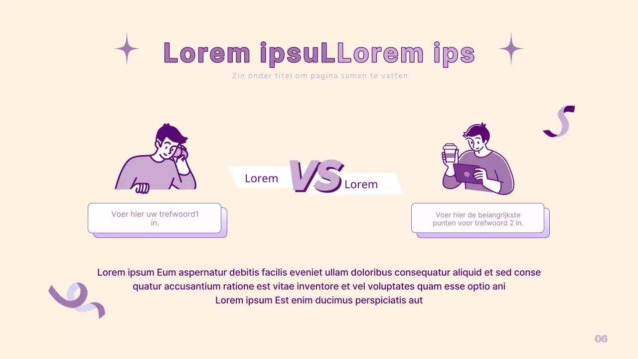 Een eenvoudige PM-presentatie in geel en paars