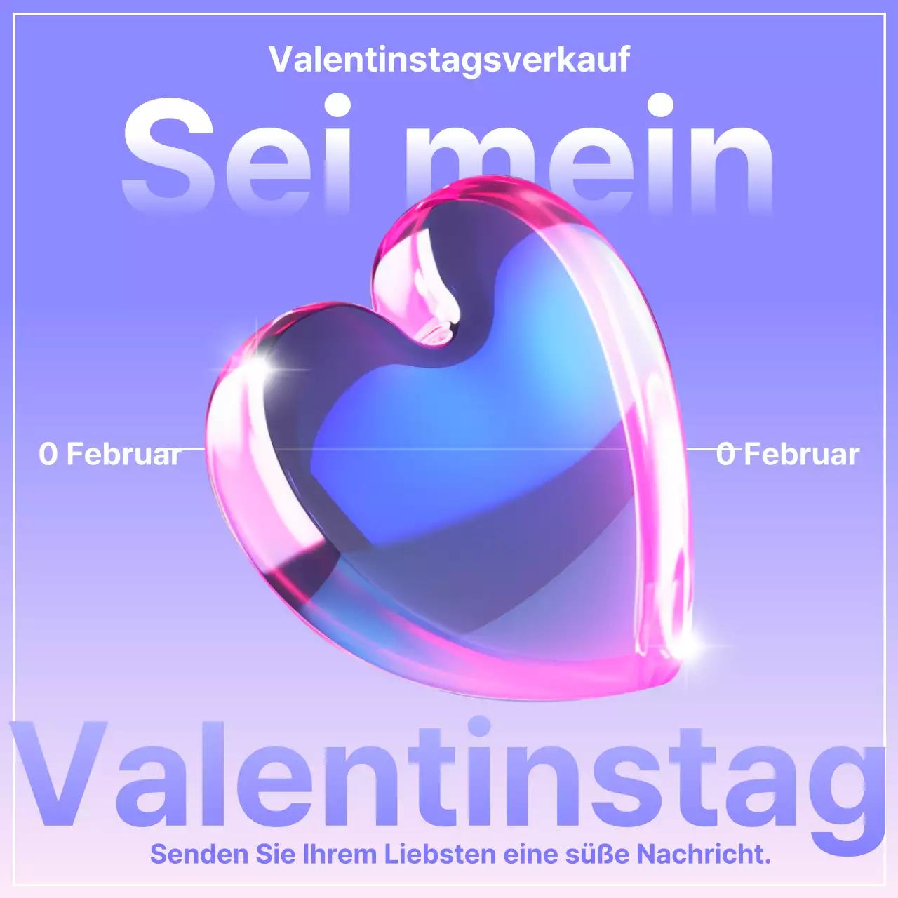 Eine lilafarbene und cyberpunkige Anzeige zum Valentinstag
