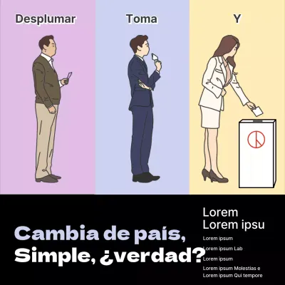 Sencillo anuncio en negro y malva para animar a votar