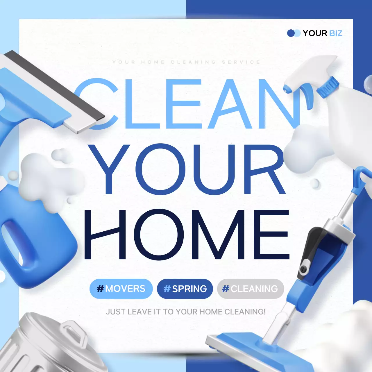 Blue Modern Cleaning Promotion Social Media Post