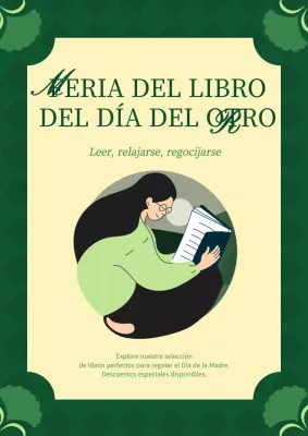 Feria del Libro Clásico Verde y Amarillo del Día de la Madre Publicidad