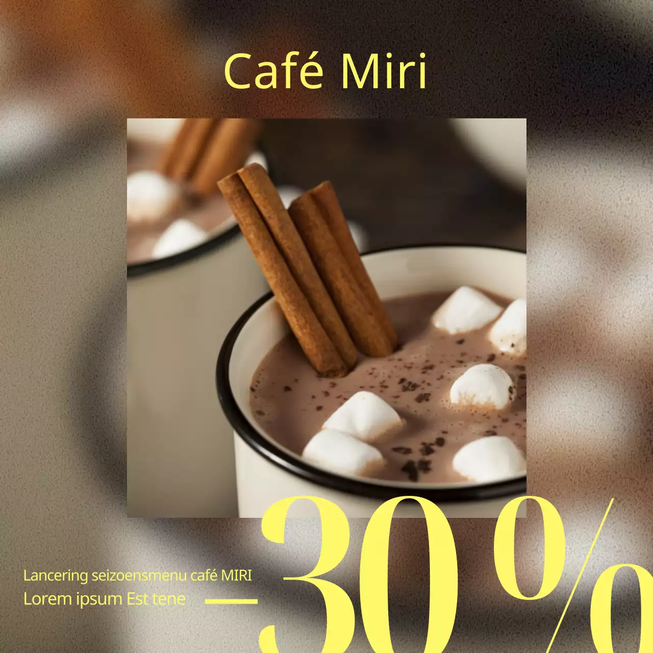 Ontwerppost voor een trendy café-eigenaar in geel en zwart