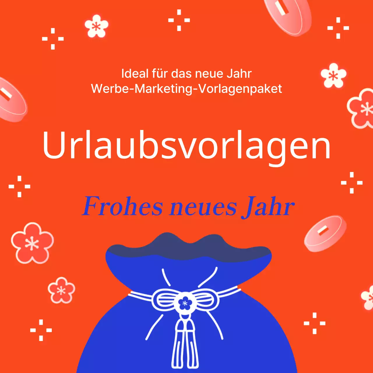 Fördern Sie eine orientalische Urlaubsvorlage in Rot und Blau