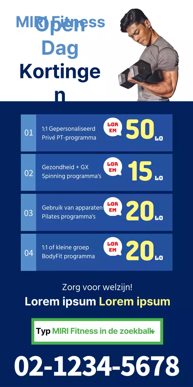 Blauw marineblauw fitness Open korting Advertentie