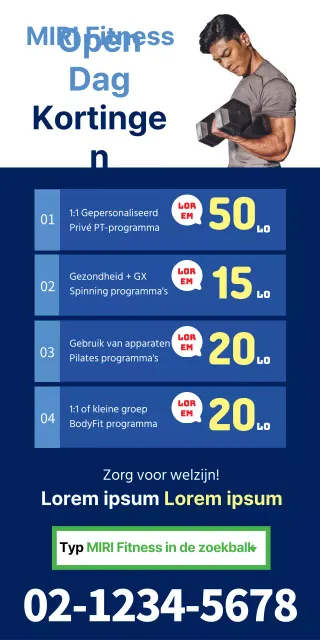 Blauw marineblauw fitness Open korting Advertentie