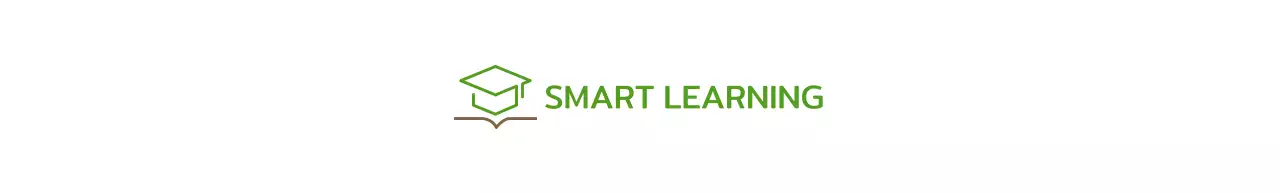 Smart Learning with a green bachelor's cap and book illustration logo