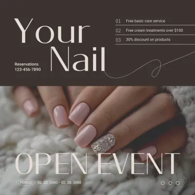 Brown Elegant Nail Promotion Social Media Post