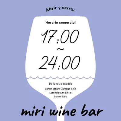 Sencillo anuncio en azul claro del horario de apertura