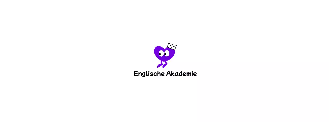 English Academy mit einem niedlichen Konzept mit lila Herzfiguren