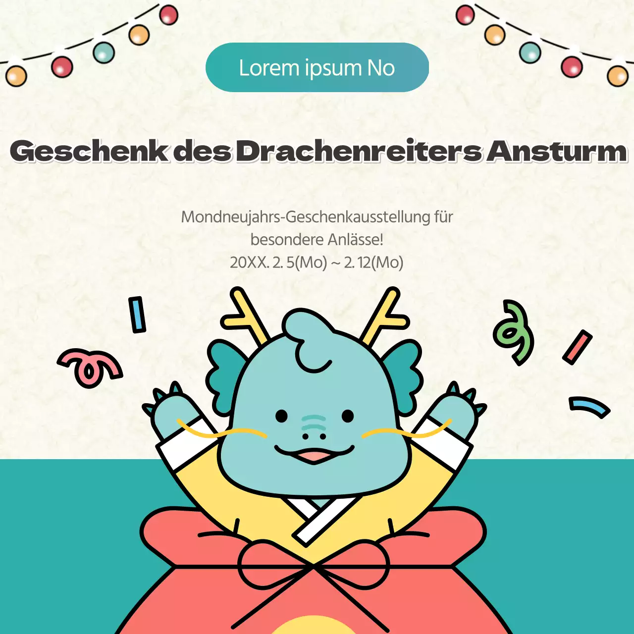 Niedlicher grün-roter Flyer für das chinesische Neujahrsfest