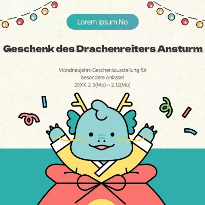 Niedlicher grün-roter Flyer für das chinesische Neujahrsfest