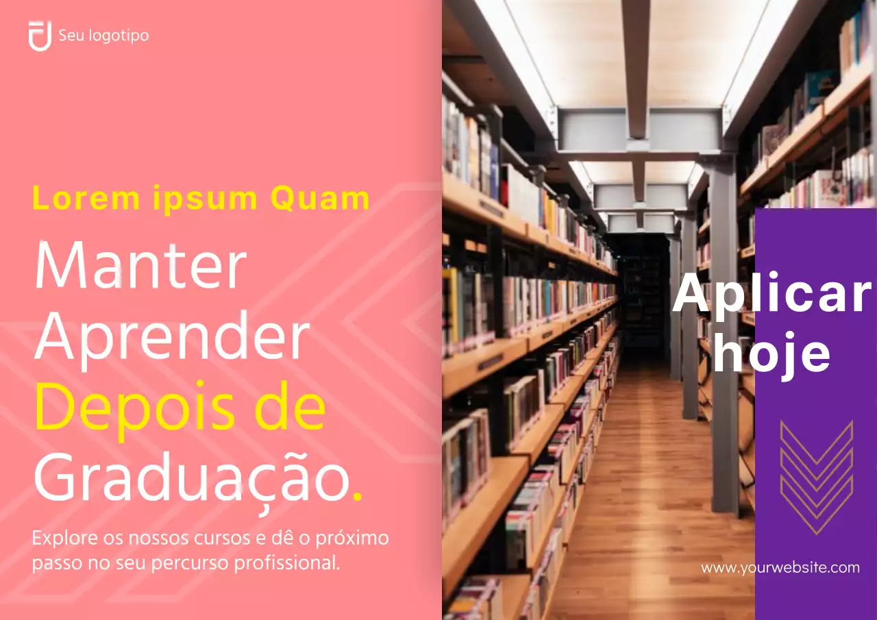 Anúncio geométrico cor-de-rosa e púrpura para educação profissional