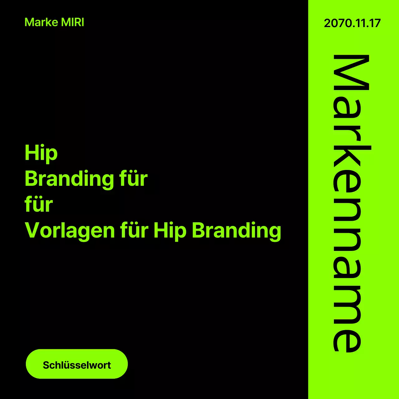 Eine hippe, neon-schwarze Branding-Fibel