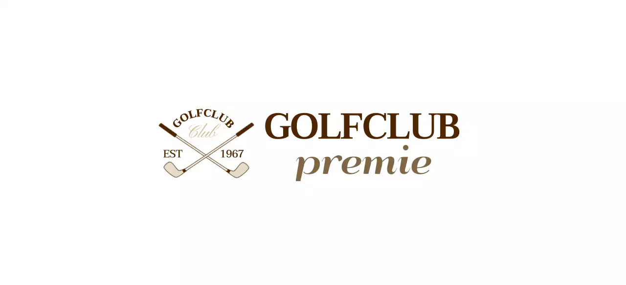 Golfclubs met bruin gekleurd golfclublogo voor een stijlvolle uitstraling