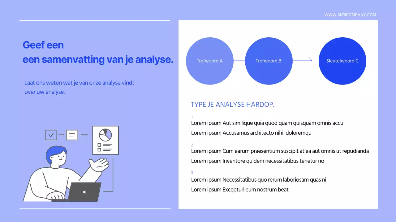 Een eenvoudig blauw-wit sjabloonrapport voor informatieorganisatie