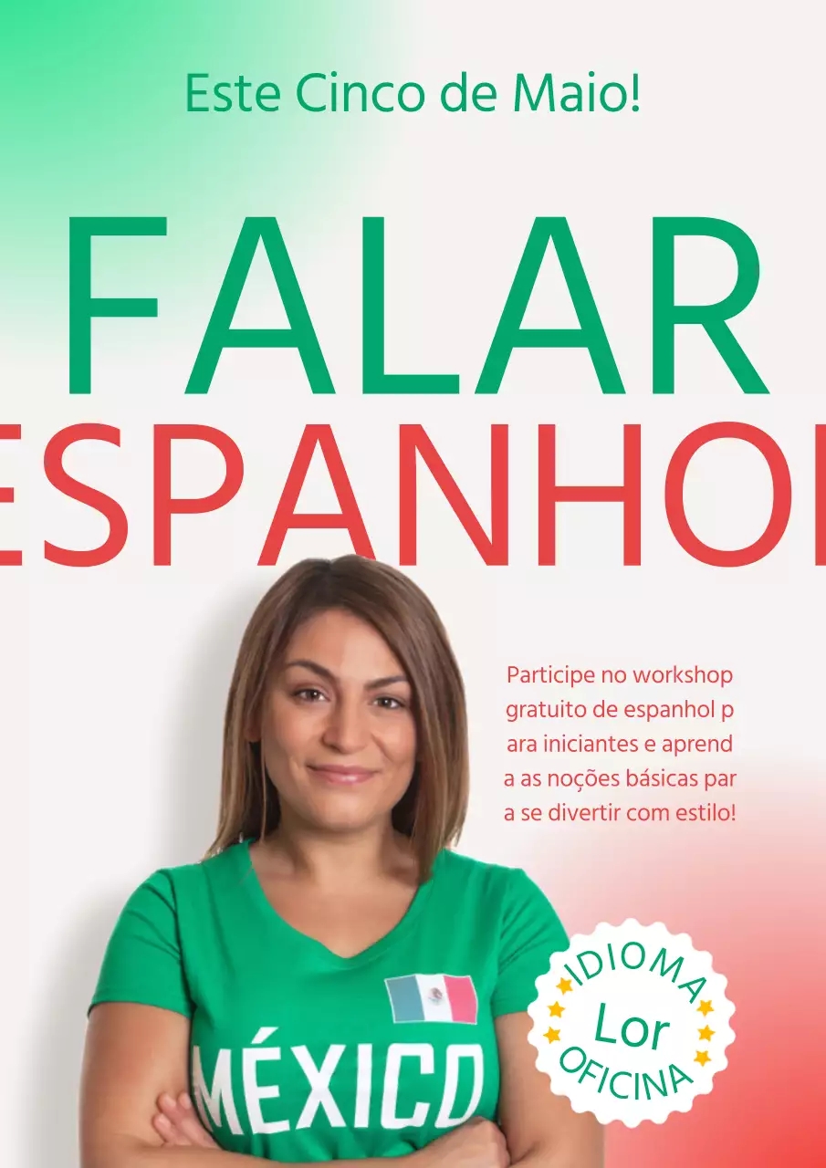 Promover cursos de espanhol em verde e vermelho