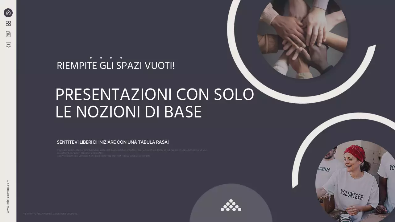 Presentazione con un semplice disegno di base dello sfondo in blu navy e avorio.