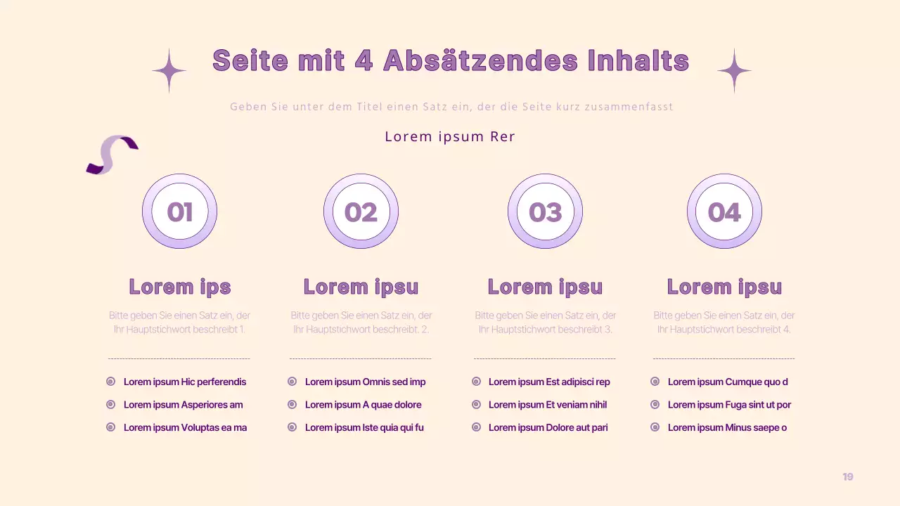 Eine einfache PM-Präsentation in Gelb und Lila