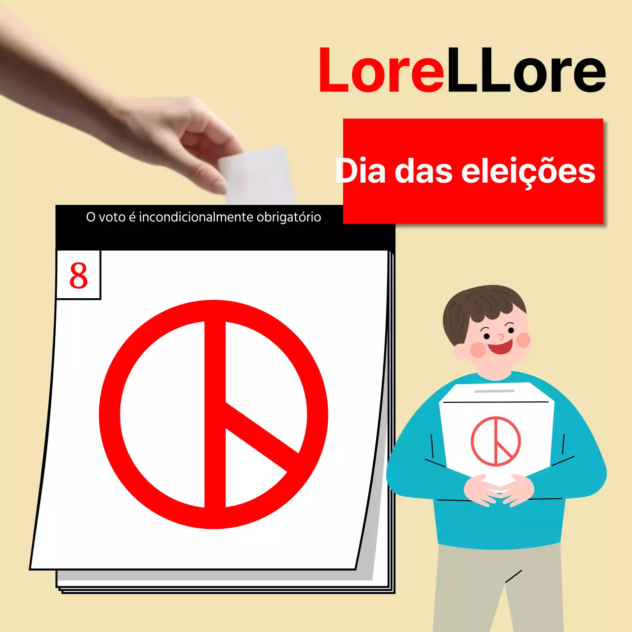 Uma simples campanha eleitoral vermelha e amarela